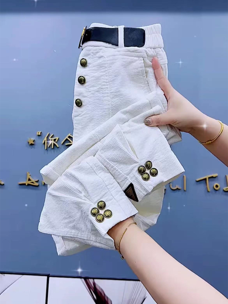 Pantalons décontractés en velours côtelé pour femmes automne et hiver nouveau style pantalon de liaison de jambe populaire rayé velours mode sarouel