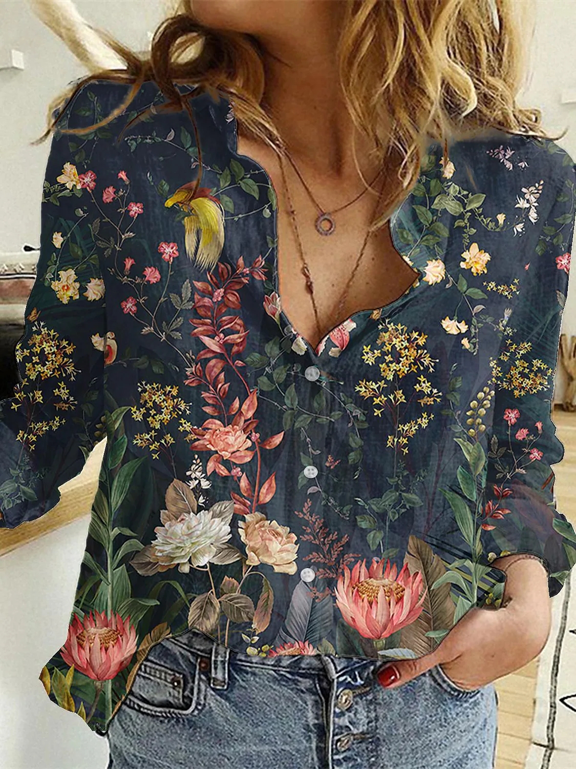 Chemise ample élégante pour femmes, mode tempérament décontracté, chemisier à manches longues, haut de week-end de vacances