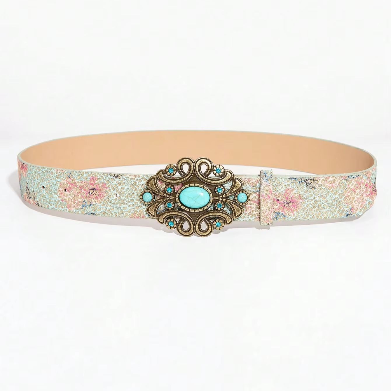 Ceinture florale bohème vintage pour femmes, ceinture décorative pour jupe en jean de style occidental, adaptée aux sorties décontractées, 1 pièce