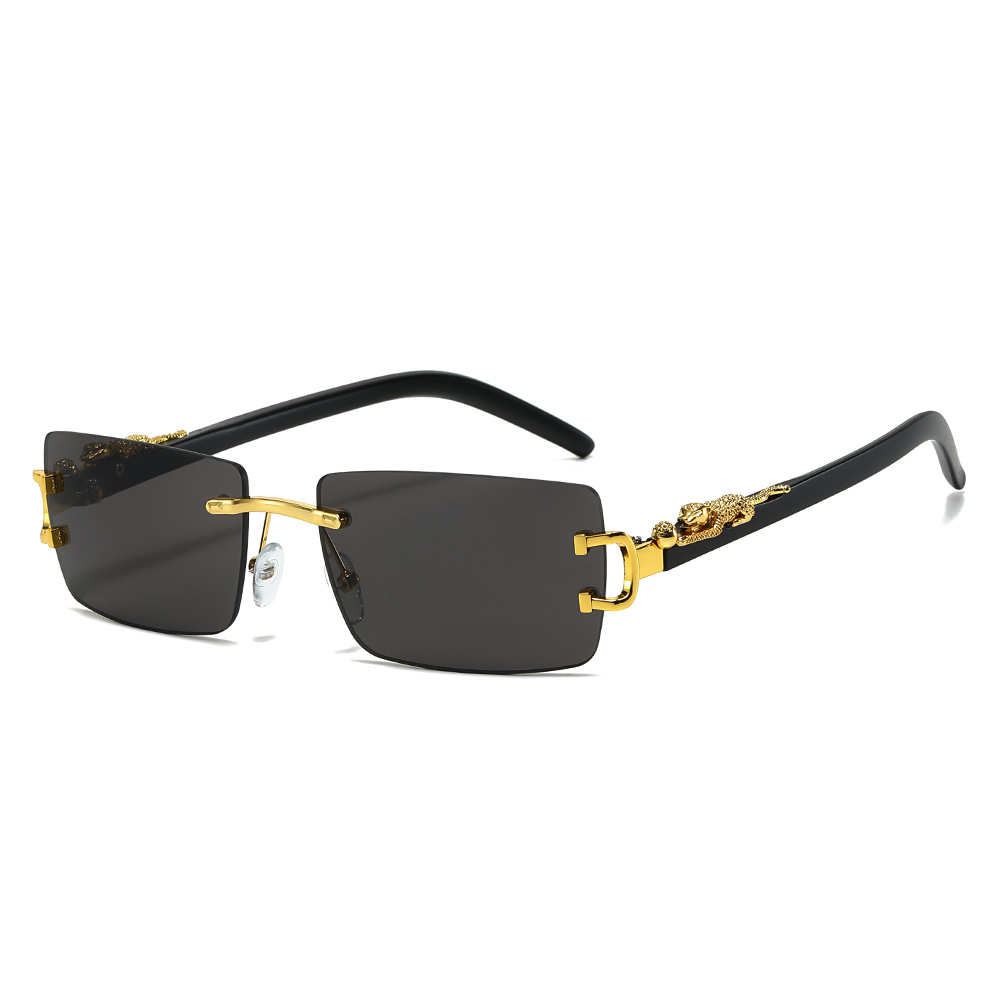 Lunettes de soleil vintage sans monture pour femmes et hommes, lunettes de soleil rectangulaires dégradées de marque de créateur