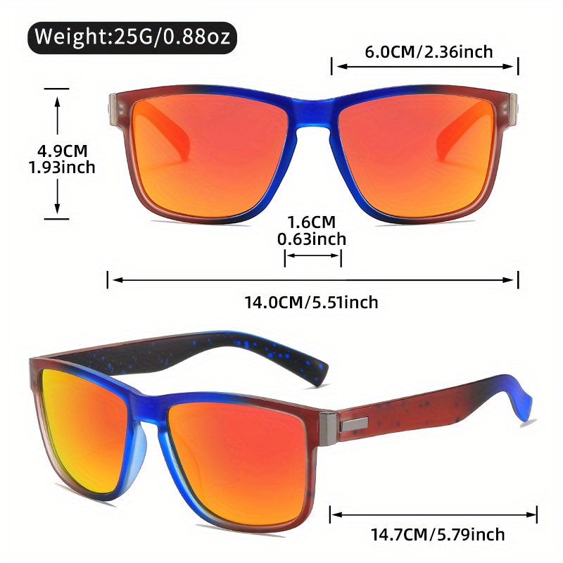 Nouveau style 2 pièces lunettes de soleil à monture carrée classique, couleur dégradée, jante complète, monture en polycarbonate, lentille TAC, polariseur, style sportif