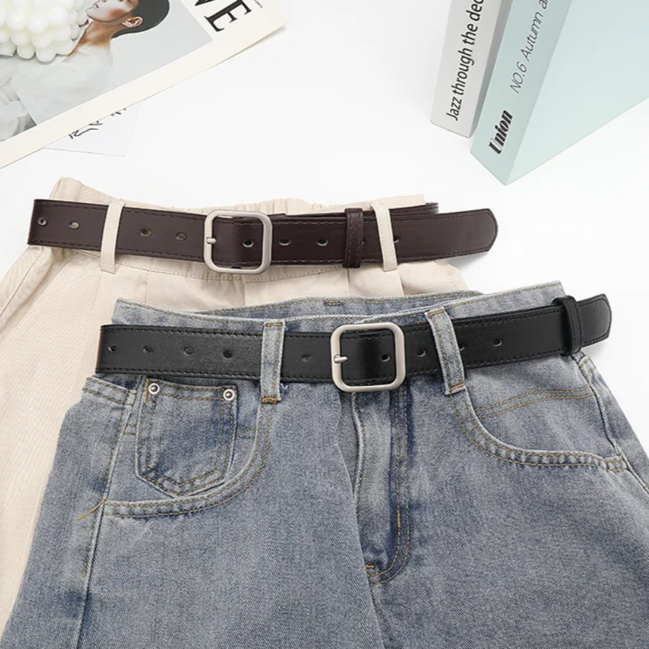 Ceinture polyvalente de mode coréenne, style chic rétro simple pour étudiants, ceinture décontractée à boucle carrée, ceinture pour hommes et femmes