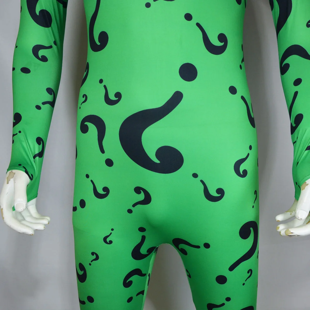 Combinaison, masque et coiffe pour homme adulte, tenue moulante Edward Nygma pour le rôle de Riddler, costume de déguisement pour fête d'Halloween.