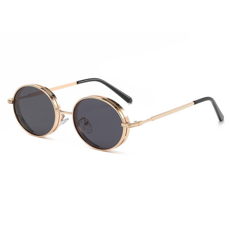 Lunettes de soleil ovales Steampunk pour femmes, lunettes de soleil rétro pour hommes et femmes, créateur de marque, monture en métal