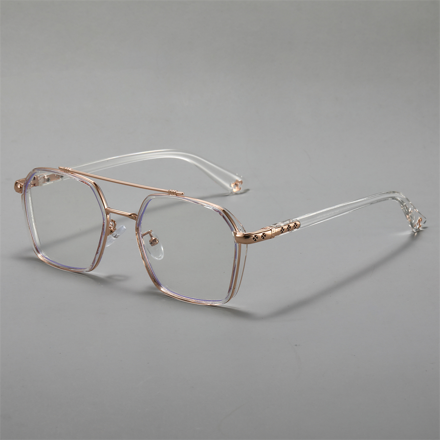 Lunettes de vue rétro à double pont avec verres transparents géométriques, pour hommes et femmes, idéales pour un usage quotidien
