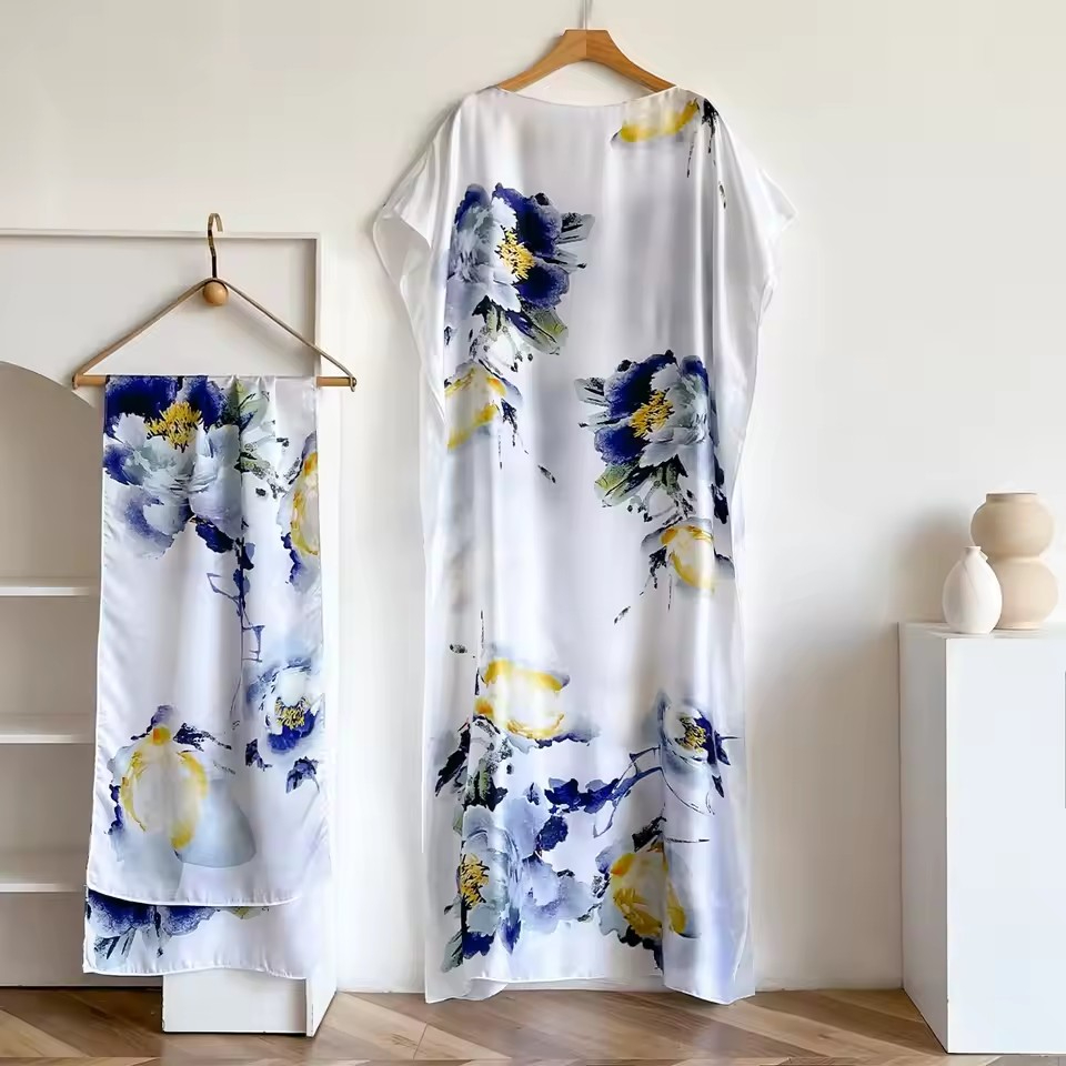 Été nouvelle mode robes africaines pour les femmes élégant imprimé soie dame musulmane longue Hijab caftan robe surdimensionné koweït Abaya