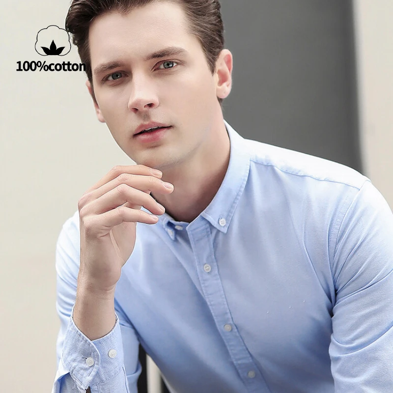 Nouvelle chemise Oxford pour homme, 76% coton, chemise de travail - Chemise de bureau décontractée résistante aux plis, plusieurs couleurs