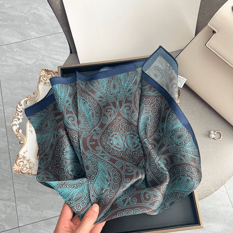 Marque de luxe Paisley pied-de-poule imprimé carré écharpe doux Satin mince lisse cou écharpe crème solaire foulard pour les femmes tête enveloppement