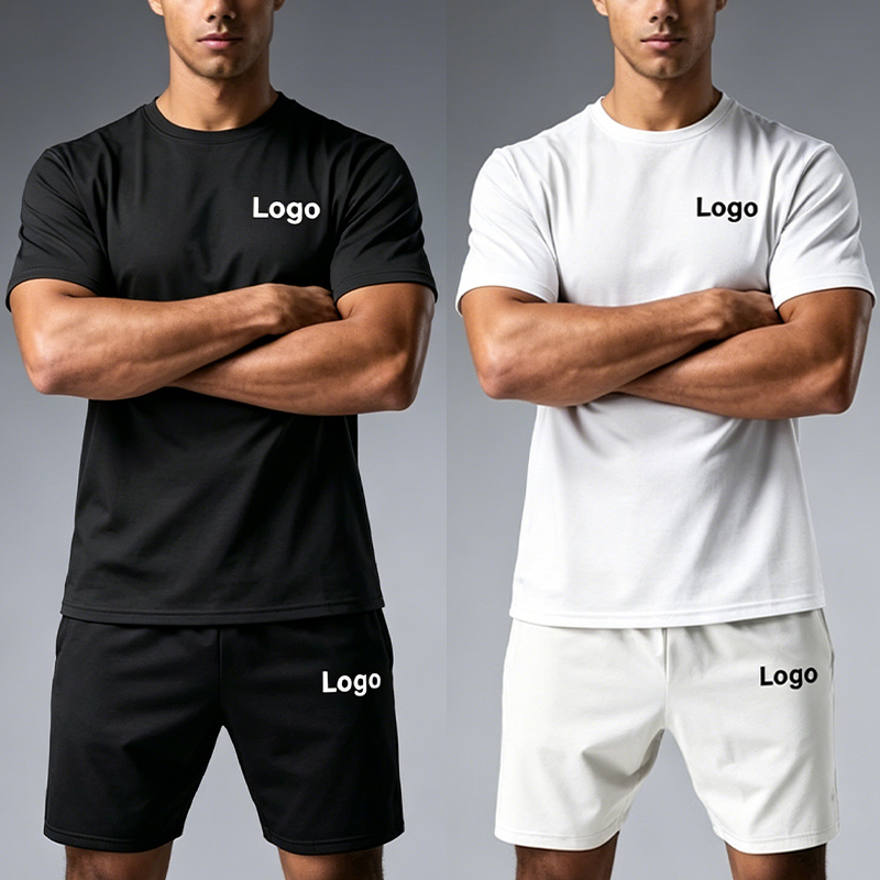 Ensemble 2 pièces personnalisé pour homme : T-shirt et short de sport respirant, léger et confortable à manches courtes pour l'été