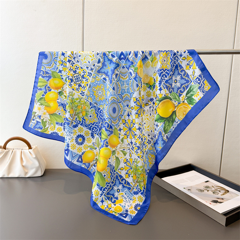 Foulard carré en satin de marque de luxe 2026, ruban imprimé pour cheveux, foulard tendance pour femme, bandana, couleurs unies, châle, bandeau