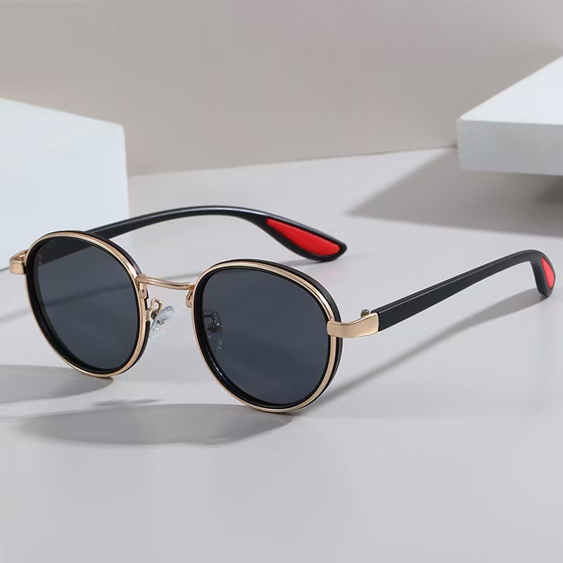 Lunettes de soleil rondes à monture TR Vintage pour femmes et hommes, Design de marque de luxe rétro, lentille noire, UV400