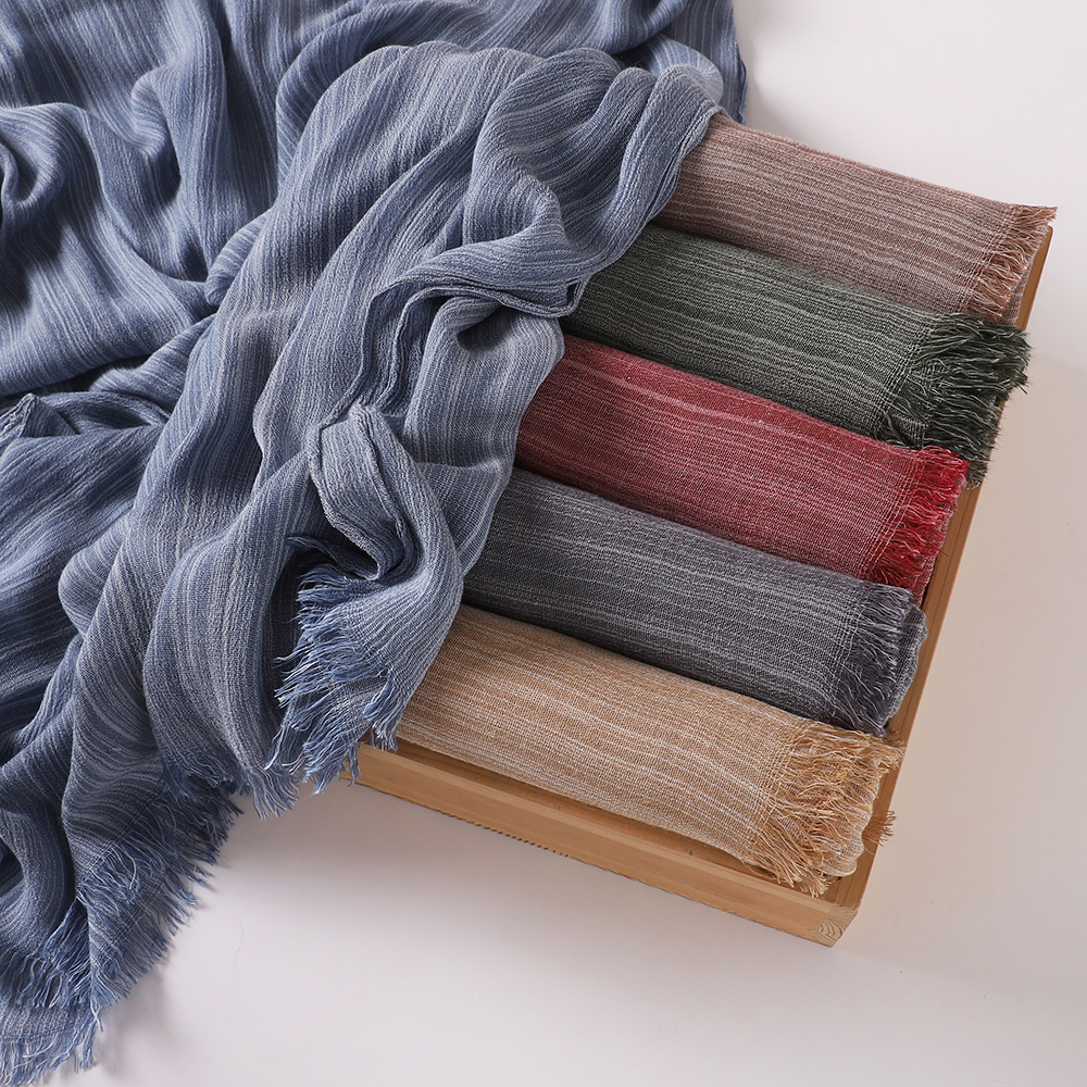 Nouveau Hijab en Rayonne de Haute Qualité, Style Rétro Plissé, pour Femmes Musulmanes, Foulard à Rayures, Châle de Ramadan, Bandeau, Turban Doux, Écharpes et Voiles