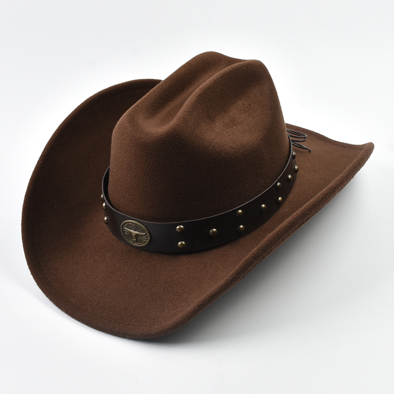 Hommes femmes Vintage grand bord Western Cowboy chapeau Gentleman Cowgirl Jazz chapeau Cloche église casquettes