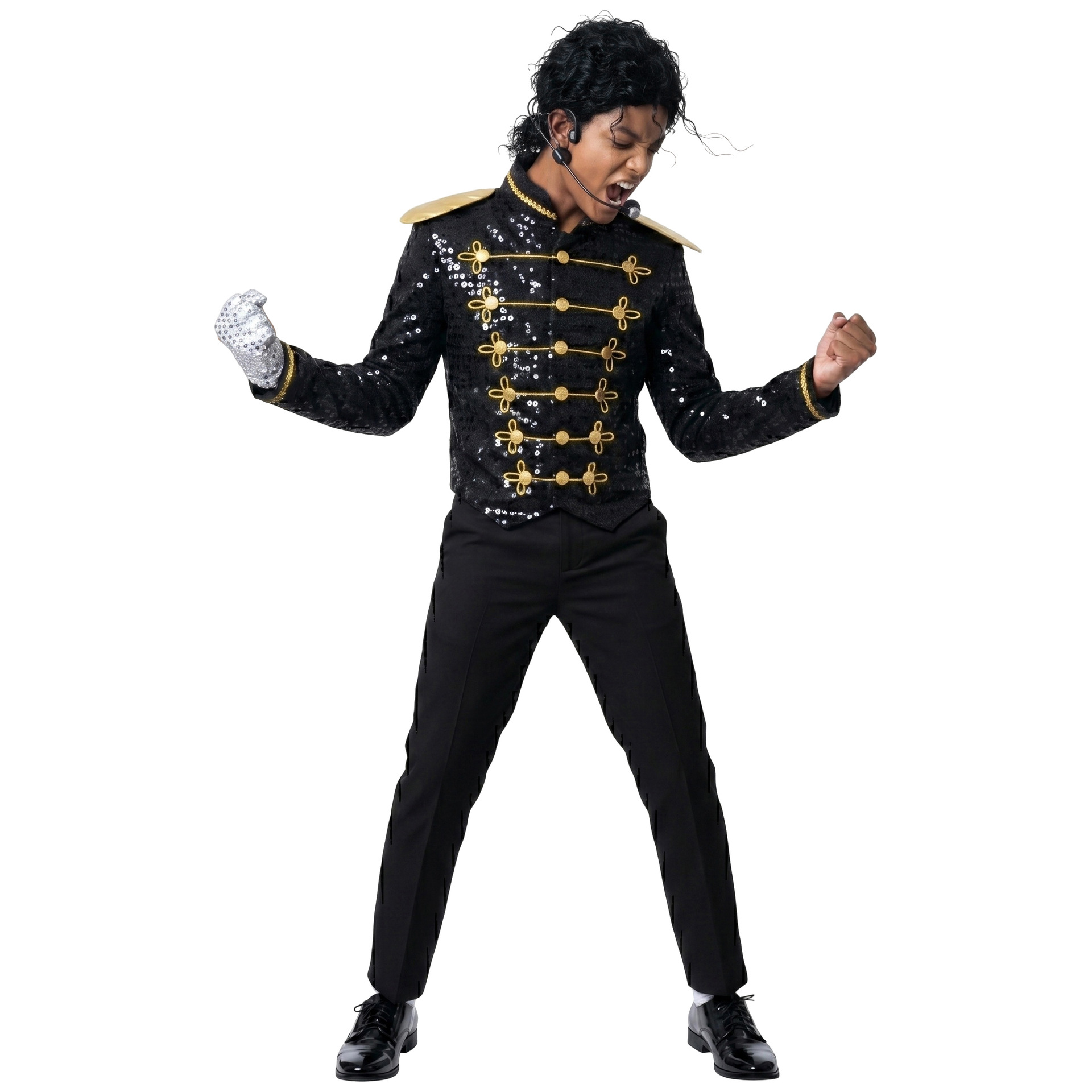 Veste à col montant moderne style Michael Jackson à paillettes pour enfant, tenue de spectacle, costume de chanteur de rock pour invité de banquet