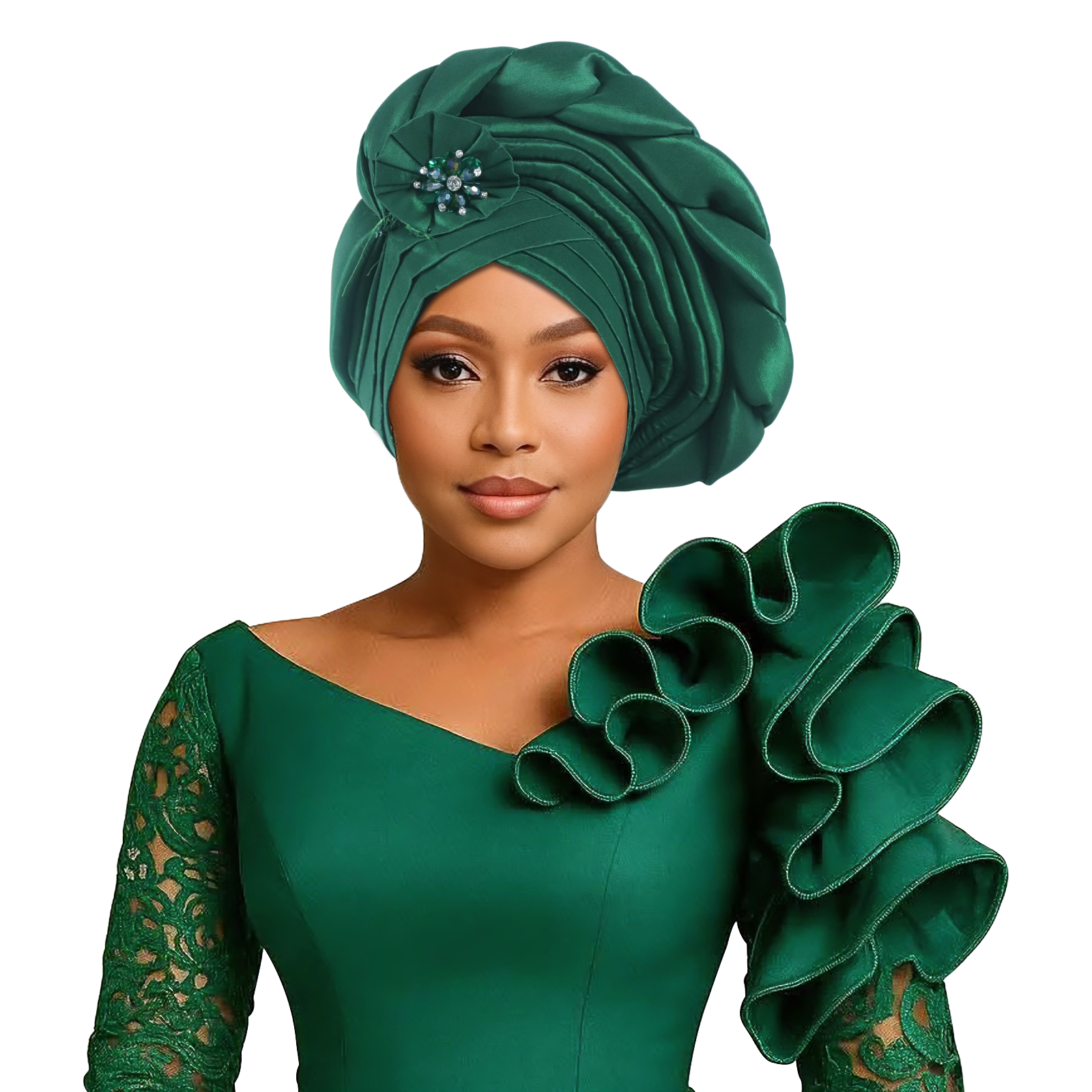 Turban africain tressé à motif floral en diamant pour femmes, Gele nigérian, Geles de mariage, foulards pour la tête, coiffure de fête