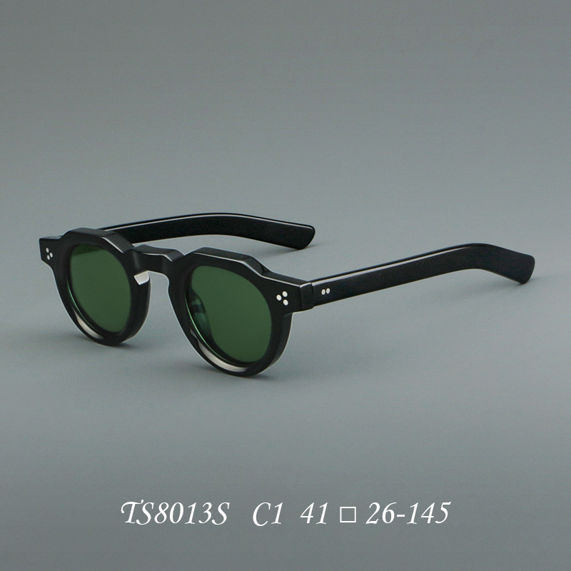 Chic rétro Rivet petit rond acétate lunettes de soleil polarisées femmes hommes Premium ovale blanc écaille de tortue Orange vert nuances de soleil