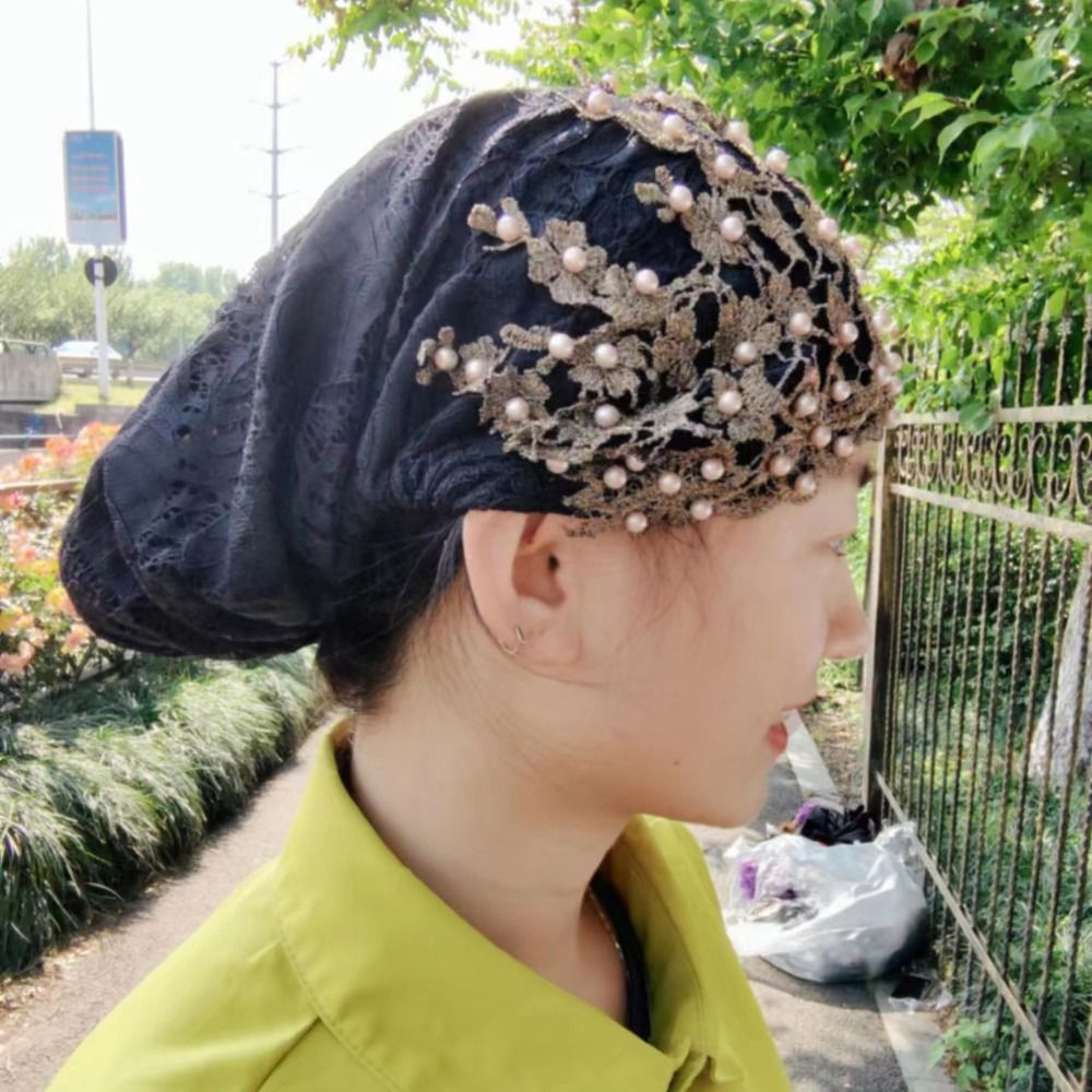 Chapeau turban en nylon brodé pour femmes, casquettes indiennes, 7 couleurs, hijabs musulmans