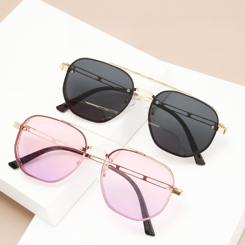 Lunettes de soleil métalliques à double barre, classiques et élégantes, haut de gamme, simples et polyvalentes