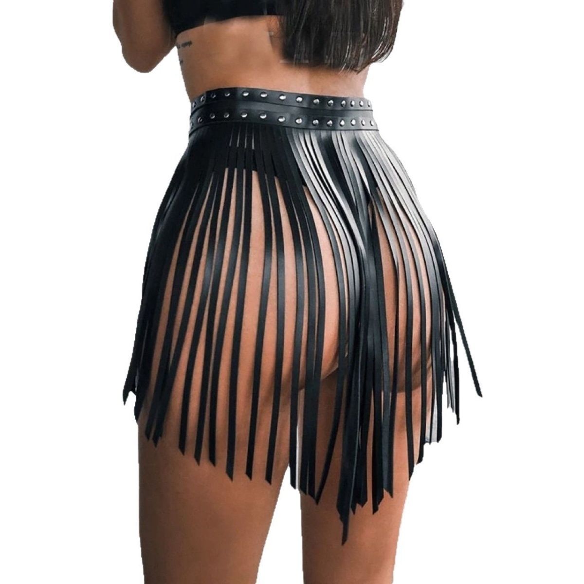Ceinture de jupe à franges en cuir pour femmes, Punk, à franges, gothique, Cage corporelle, harnais, accessoire de Club de fête Rave