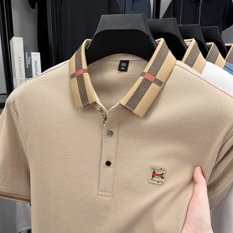 Polo à manches courtes de marque de luxe pour homme, nouveau t-shirt Paul en coton et soie respirant haut de gamme, mode décontractée pour homme
