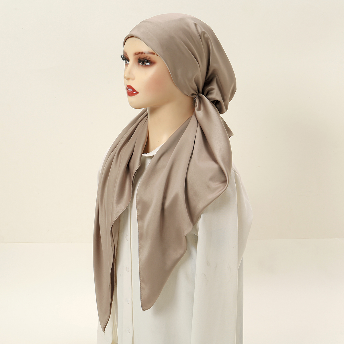 Chapeau Hijab en Satin pour Femme Musulmane, Écharpe Instantanée, Turban Islamique, Bandana, 70x25cm
