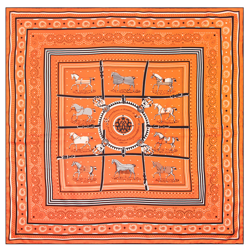 90cm ourlet roulé à la main Paisley cheval sergé soie carré écharpe femmes châle marque Hijab écharpe Foulard foulards conception Bandana