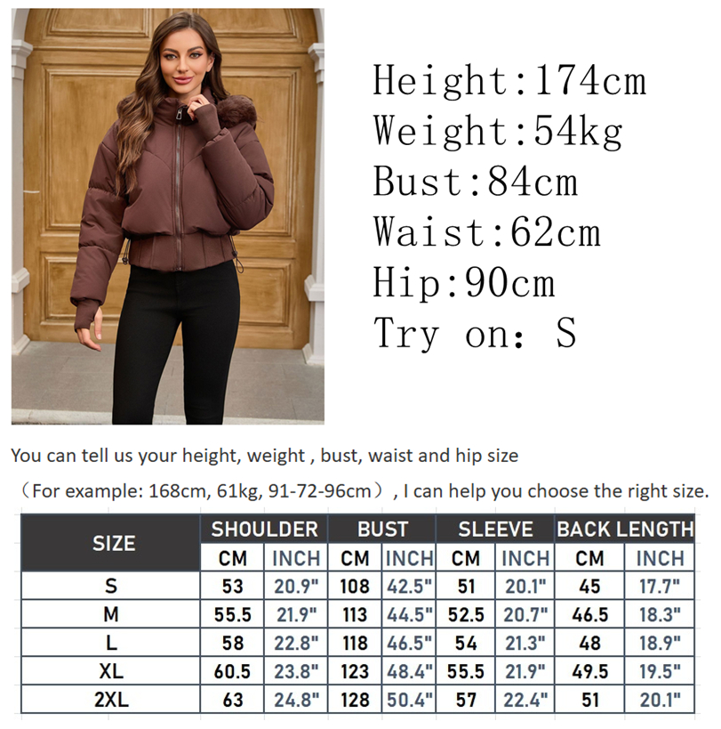 Blouson Bomber Femme 2026 à Capuche Court Veste d'Hiver Femme Vêtements Chauds et Tendance Café Noir Blanc Nouvelle Tendance XXL