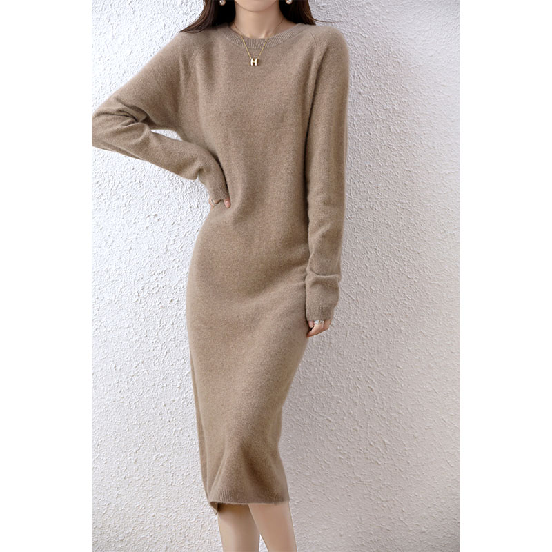 Pull en cachemire robes tricotées 100% laine mérinos femmes hiver femme pulls élégants robe automne décontracté jupes à manches longues