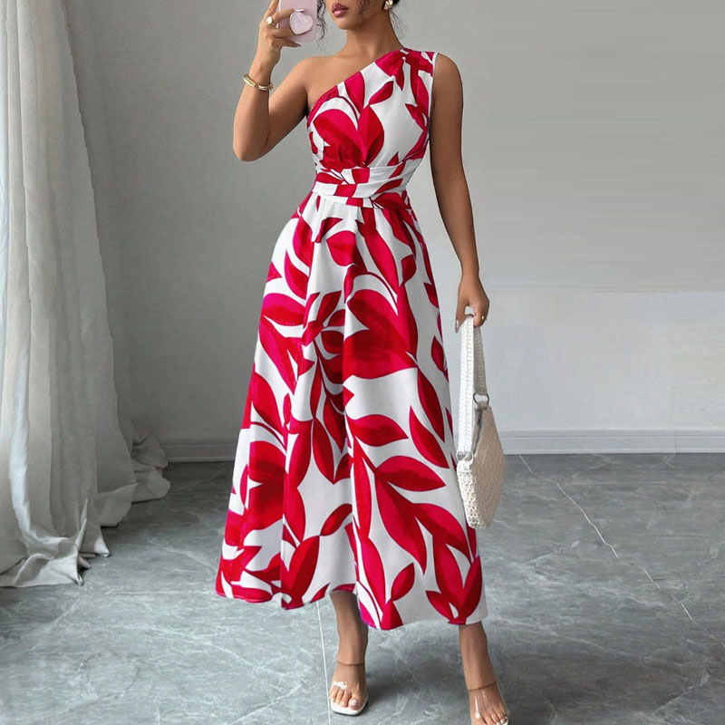Robes pour femmes, nouvelle collection été, sans manches, col asymétrique, robe slim pour femmes, imprimé élégant, robe A-LINE, Vestidos De Verano Mujer