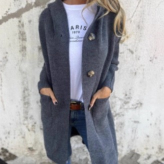 Pull vêtements femmes bouton automne Cardigan à manches longues gris pull pull femmes tricoté Cardigan