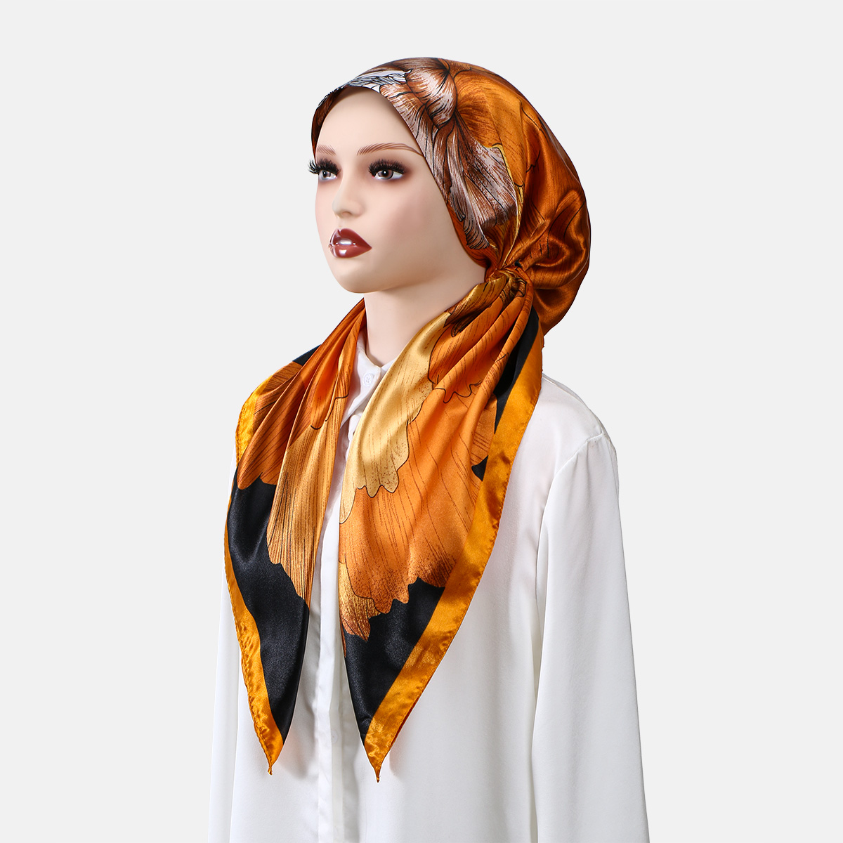 Hijab imprimé pour femmes, hijab carré en satin de soie, hijab musulman tendance en satin de soie, châle antidérapant, foulards doux imprimés 60*22cm