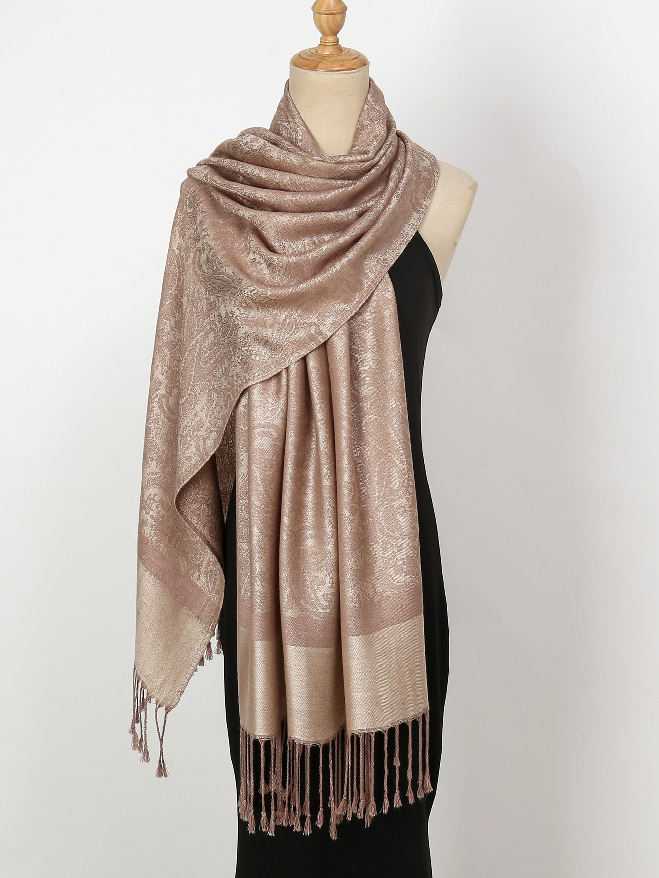 Châle en jacquard cajou à motif cachemire vintage, écharpe à pampilles, style ethnique, pashmina décontracté, à la mode, doux et chaud