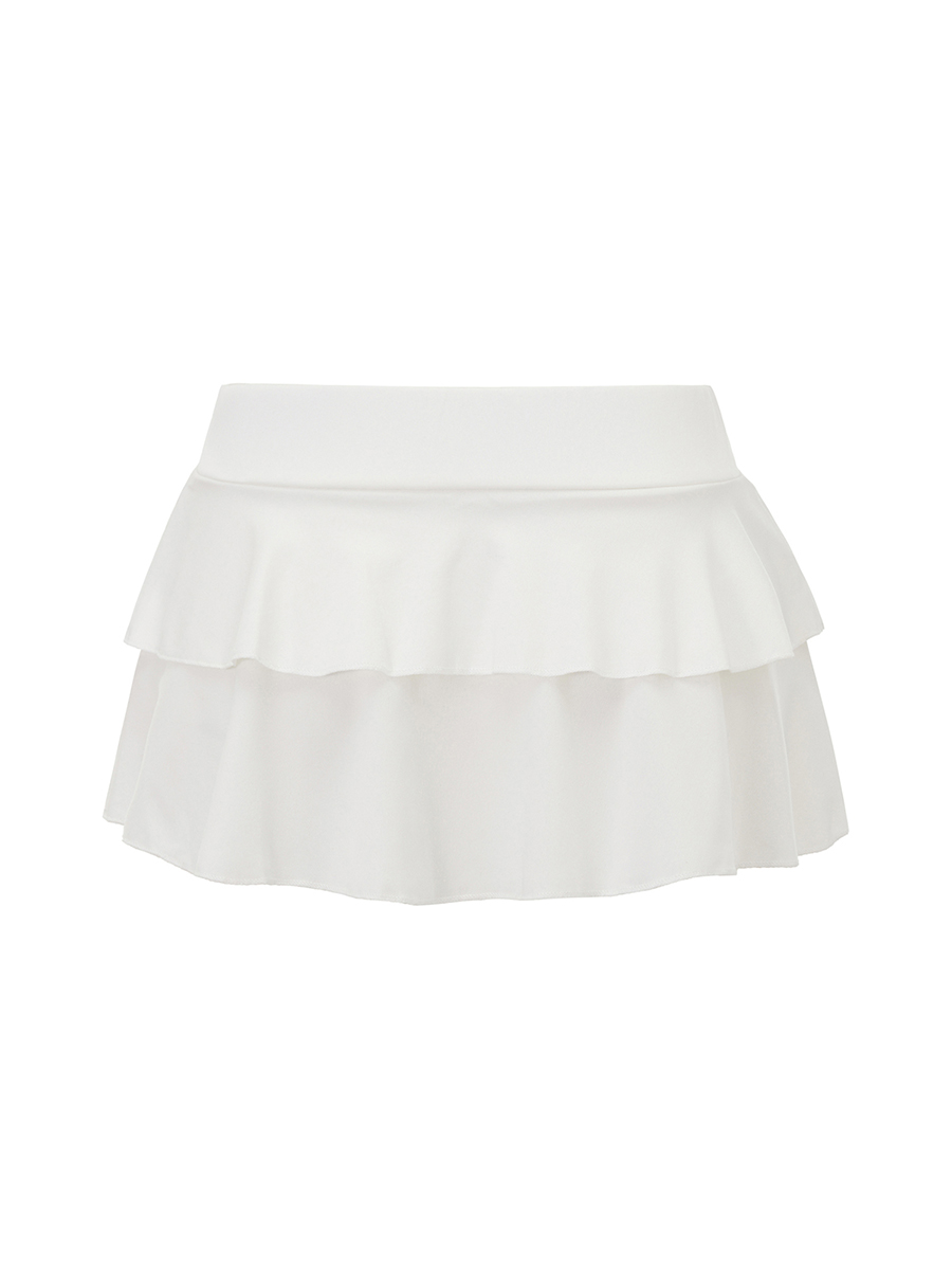 Mini jupe taille basse pour femmes, couleur unie, ourlet à volants, Lingerie Sexy, jupes chaudes, été
