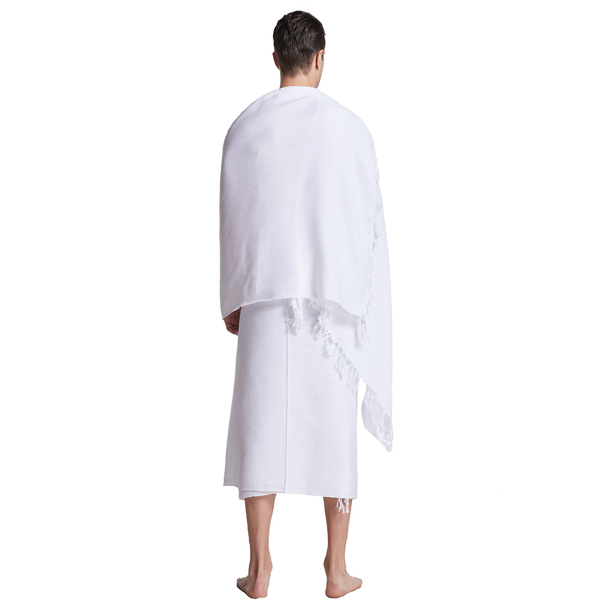 Serviette Ihram pour hommes musulmans 2 pièces foulards de pèlerinage arabe Mecque Hajj Umrah Ehram Ahram adolescent garçons vêtements de prière Thobe blanc