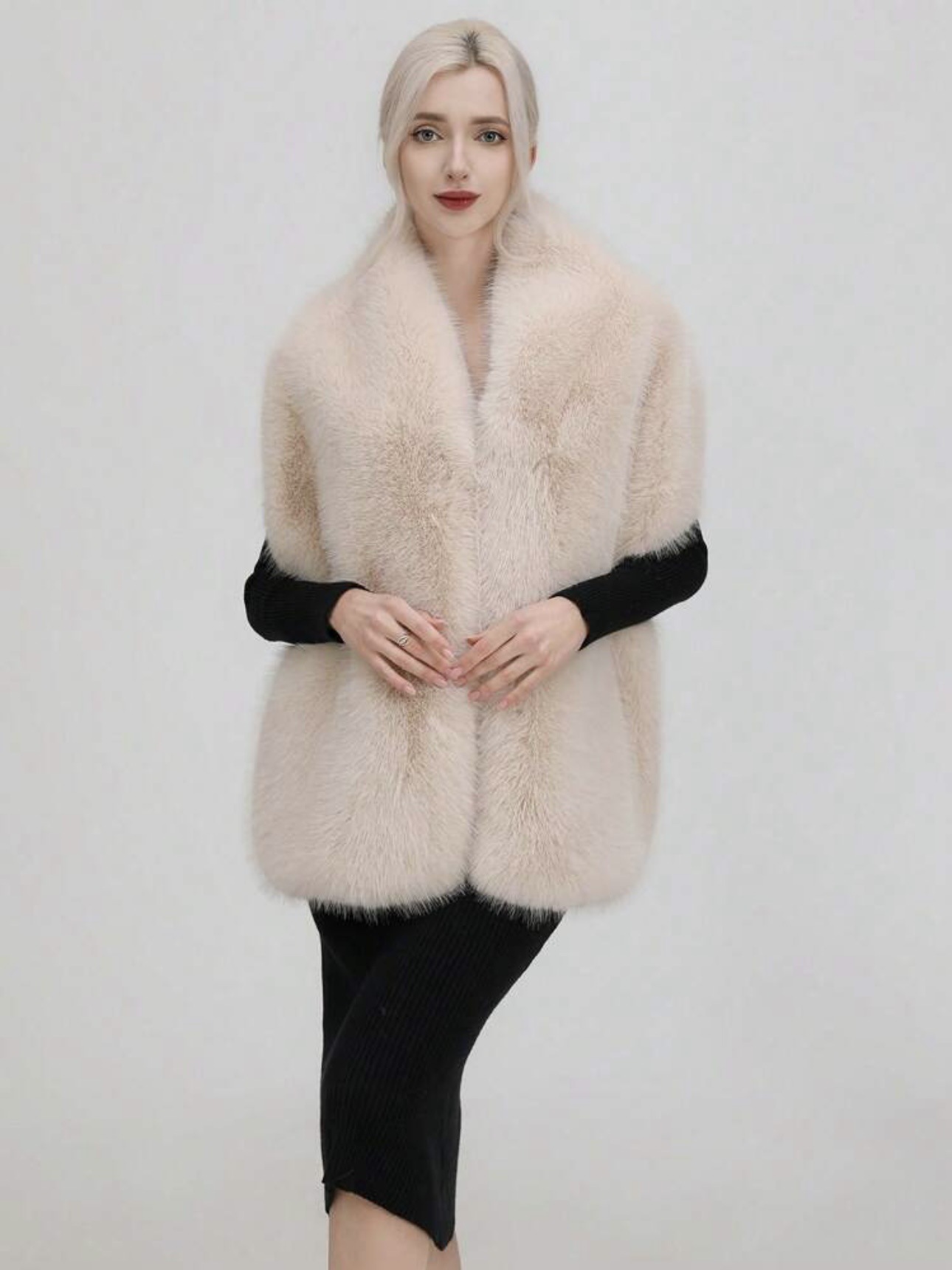 Étole extra longue en fausse fourrure de renard, châle en peluche épaisse pour femmes, robe de soirée d'hiver, enveloppe de luxe