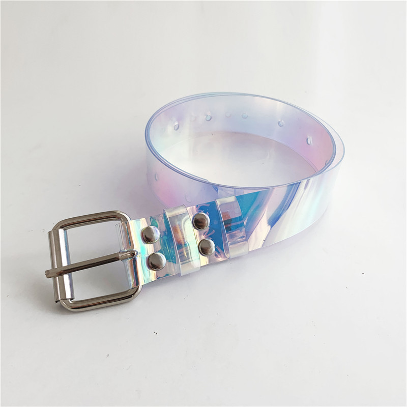 Ceinture colorée transparente en PVC pour femmes, ceinture d'étudiant Simple et polyvalente à la mode