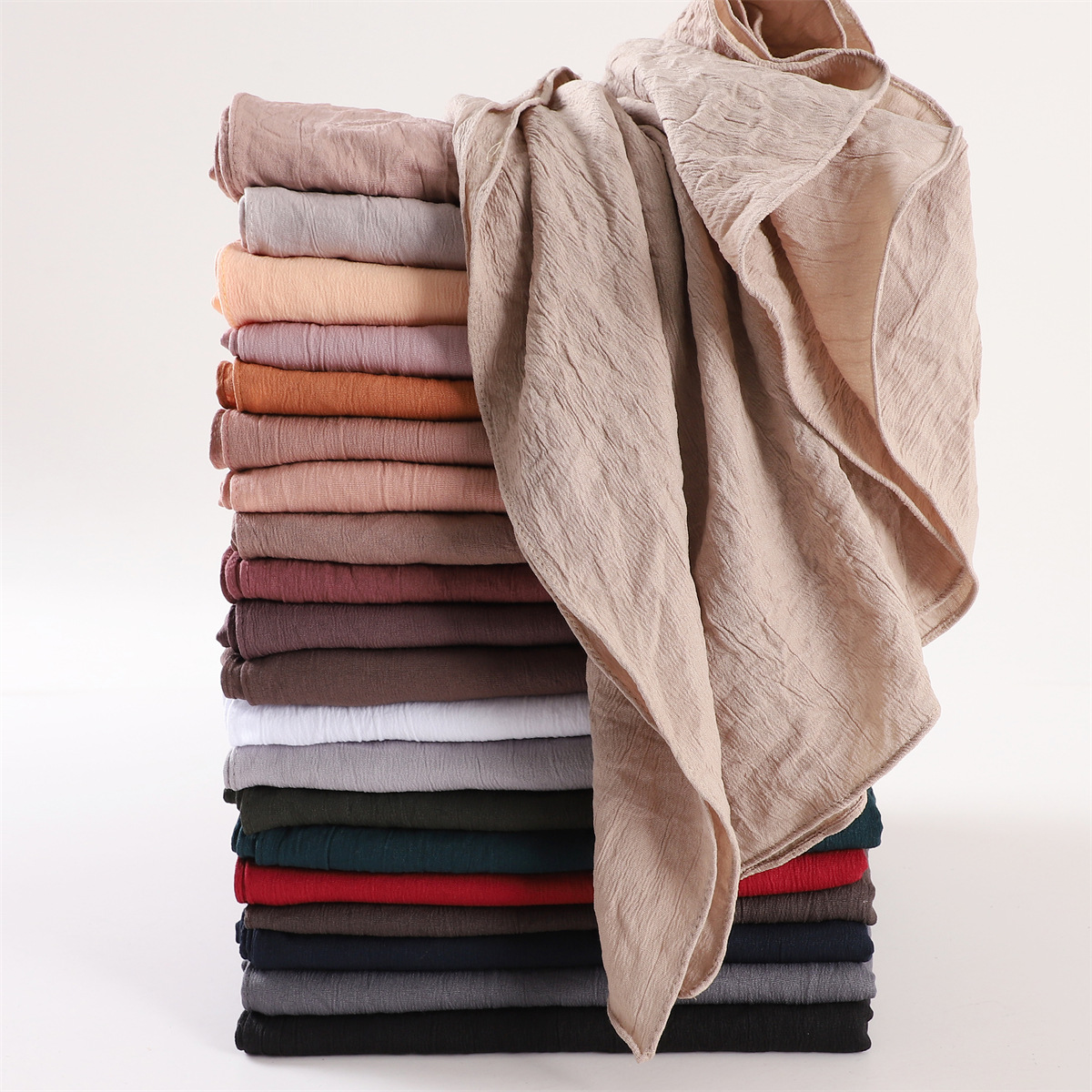 Foulard Long froissé pour femmes, couleur unie, protection solaire froissé, châle doux, en Viscose, châles enveloppants, nouvelle collection été