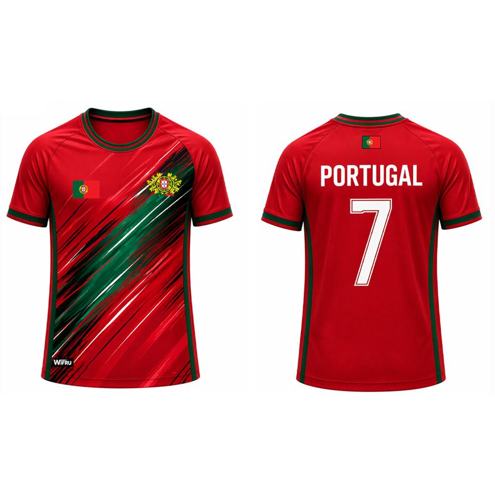Maillot de football pour homme avec drapeau portugais 2026, respirant et à séchage rapide, sportif et décontracté, un excellent cadeau pour les fans.