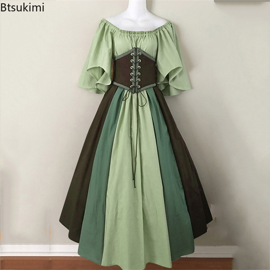 Robe chemise corset pour femmes, costume de fée elfe de la Renaissance, robe médiévale d'Halloween, manches bouffantes, pour adulte, taille 5XL