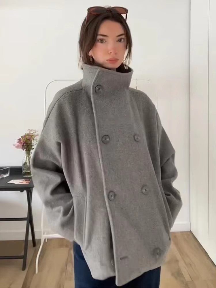 Veste en fourrure pour femme, manteau à col rabattu, manches longues, simple boutonnage, décontracté, ample, vêtements d'extérieur, collection automne-hiver 2025