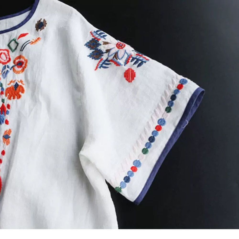 Chemise en coton brodée pour femmes, hauts d'été et de printemps, vêtements pour femmes