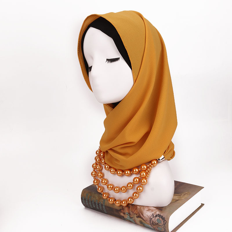 Châle Hijabs avec Pendentif pour Femme, Collier, Écharpe, Solide, Document, Bijoux, Étole, Voyage à la Plage, Accessoires