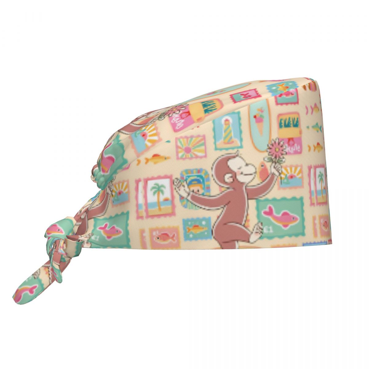 Casquette de travail pour femmes et hommes, chapeaux d'infirmière à motif singe Curious George, casquettes ajustables, chapeau médical décontracté pour cheveux longs