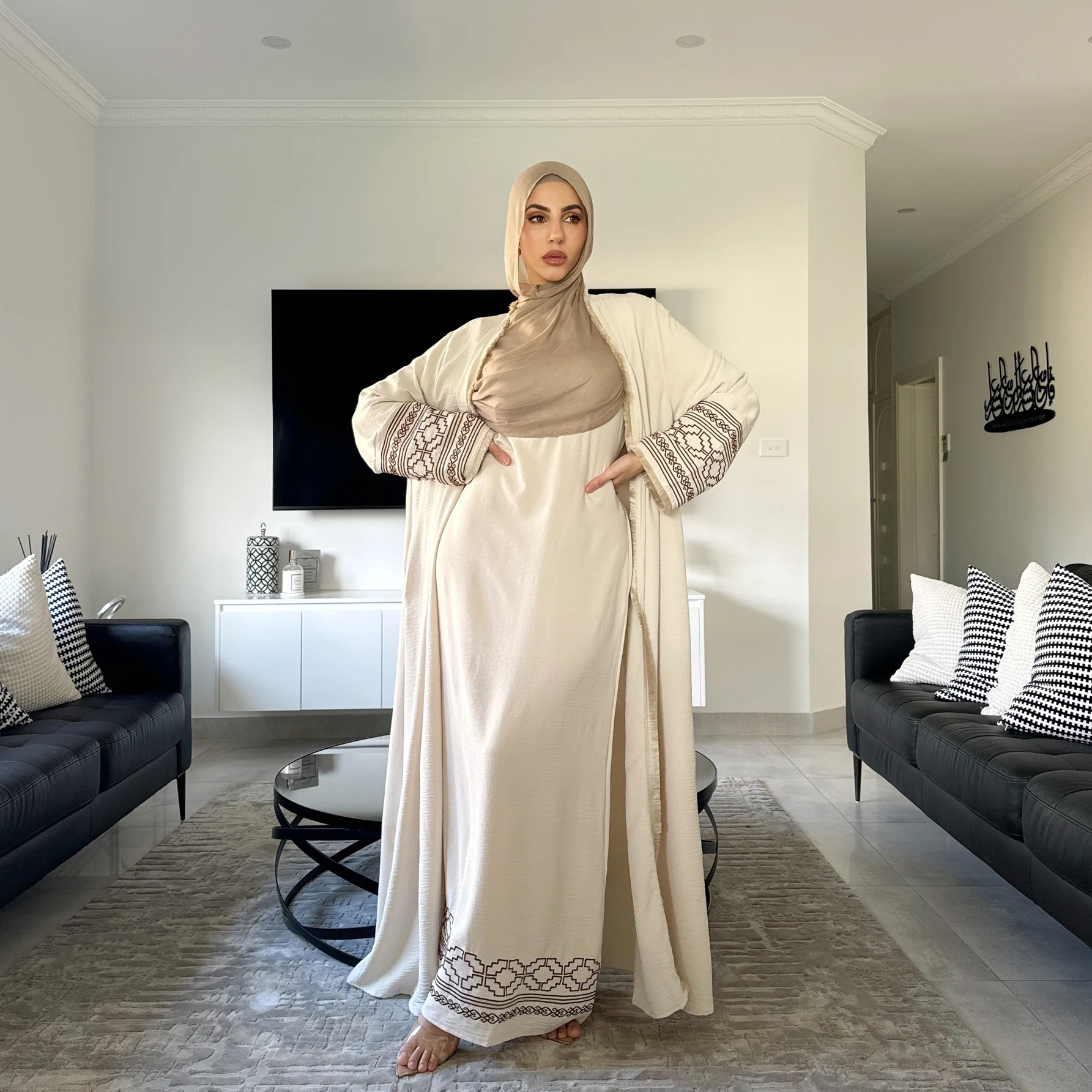 Eid broderie Abayas pour femmes Robe musulmane dubaï luxe turquie caftan Islam vêtements Kebaya Caftan Marocain Femme Robe Kimono