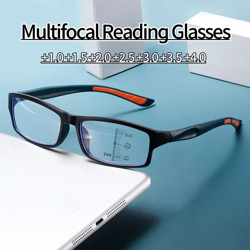 Lunettes de lecture multifocales Vintage pour hommes et femmes, nouvelle tendance, rectangulaires, progressives, couleur à la mode, vue lointaine, sport presbytie