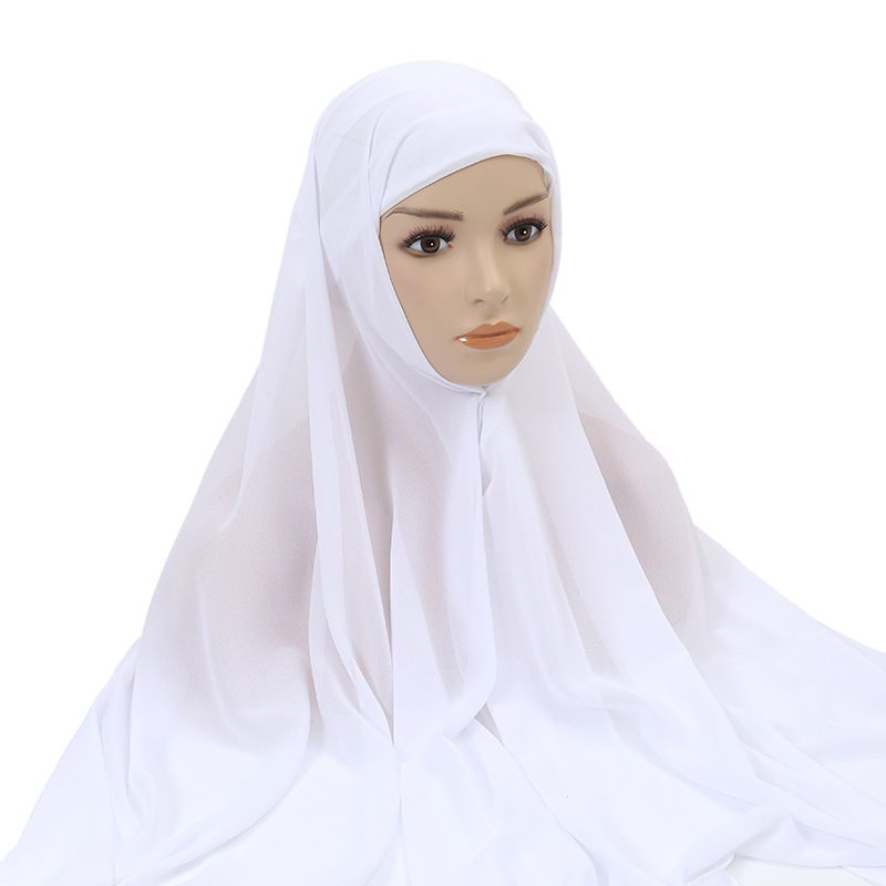 Femmes musulmanes en mousseline de soie Hijab avec capuchon Bonnet instantané en mousseline de soie Hijab Pinles châle foulard sous écharpe casquettes couverture bandeau