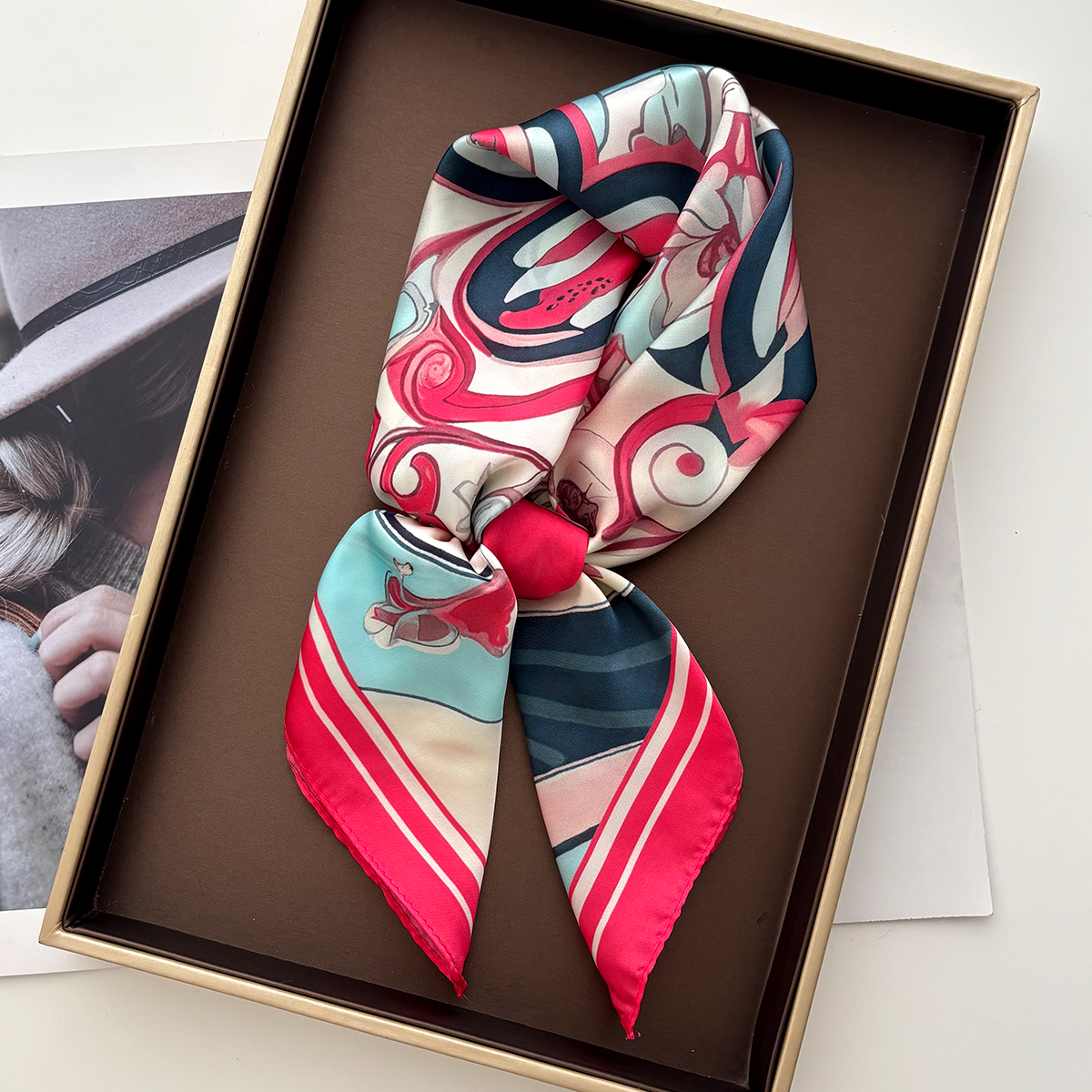 Nouveau Foulard Carré en Soie Imprimée pour Femme, Bandana, Bandeau, Écharpe de Cou, Accessoire Cheveux 2026