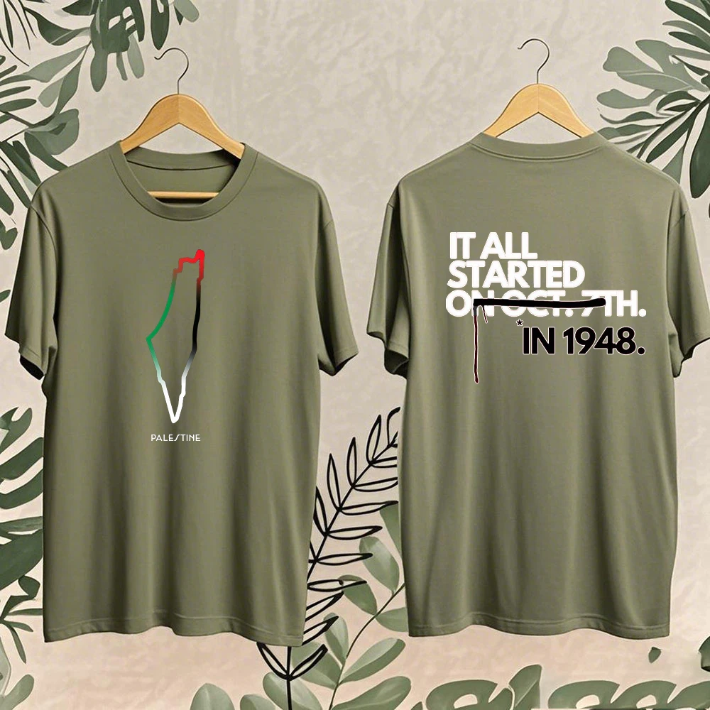 Chemise palestinienne couleur pastèque 2025 manches courtes T-Shirt en coton décontracté pour hommes femmes arabe Shemagh graphique t-shirts