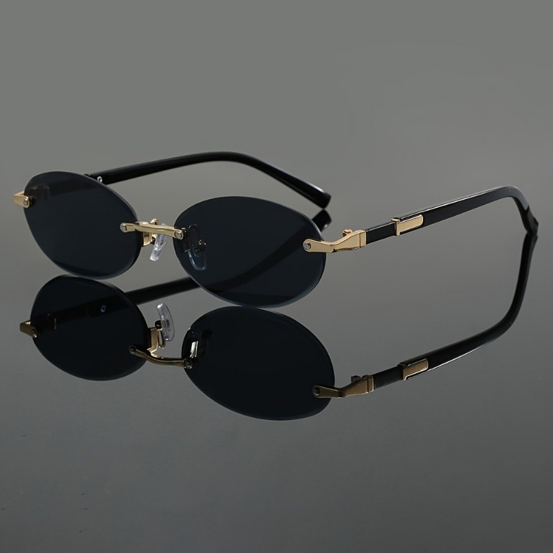 Lunettes ovales élégantes sans monture pour hommes et femmes, parfaites pour les fêtes décontractées et les activités quotidiennes