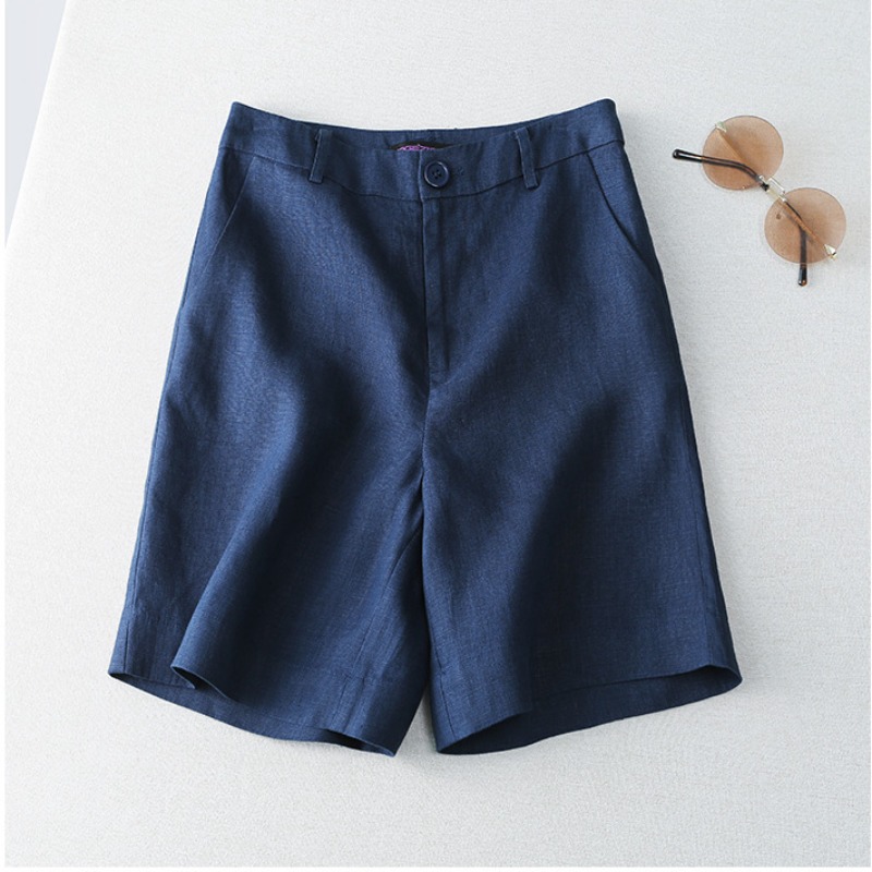 Short femme lin demi genou longueur mi large femme pantalon court Bermuda offre esthétique chaud Streetwear Style coréen pour l'été